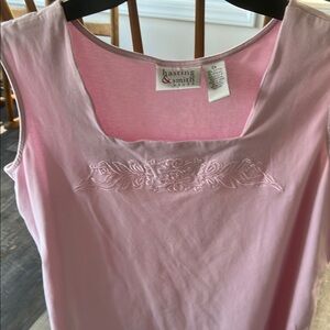 Hasting & Smith Pink Tank Top 2X with embroidery across front square neck